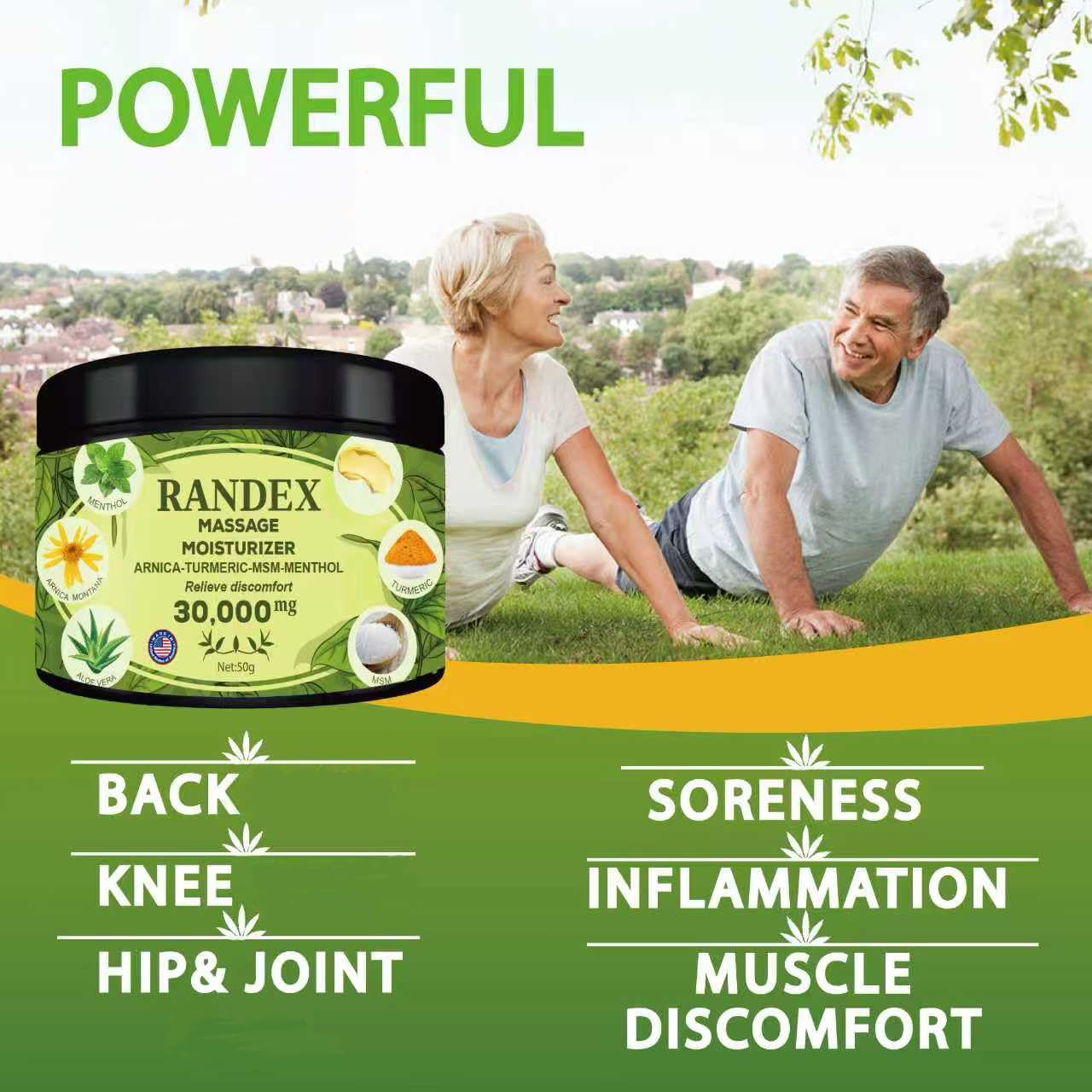 RANDEX 30000MG Organic Massage Moisturizer - Muscles,Joints,Knees, Shoulders,Body, Extra Strength- Natural RANDEXBuy Supplements Australia