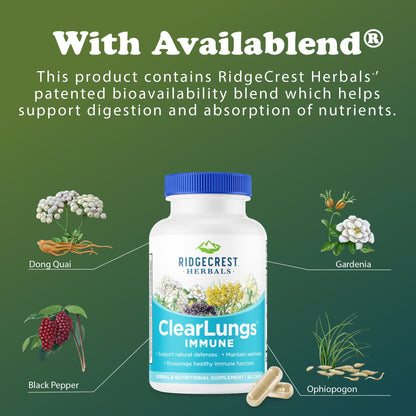 RidgeCrest Herbals ClearLungs Immune, Lung Support Supplement with Elderberry, Zinc, Vitamin C, Vitamin A, Olive Leaf, Mullein, Lung Wellness Formula for Respiratory Health (60 Vegan Caps, 30 Serv) RidgeCrest HerbalsBuy Supplements Australia
