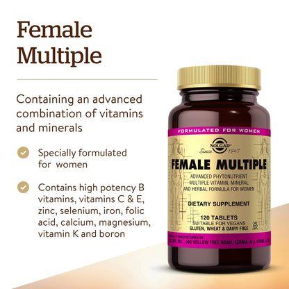 Solgar Female Multiple, 120 Tablets - Multivitamin, Mineral & Herbal Formula for Women - Advanced Phytonutrient SolgarBuy Supplements Australia