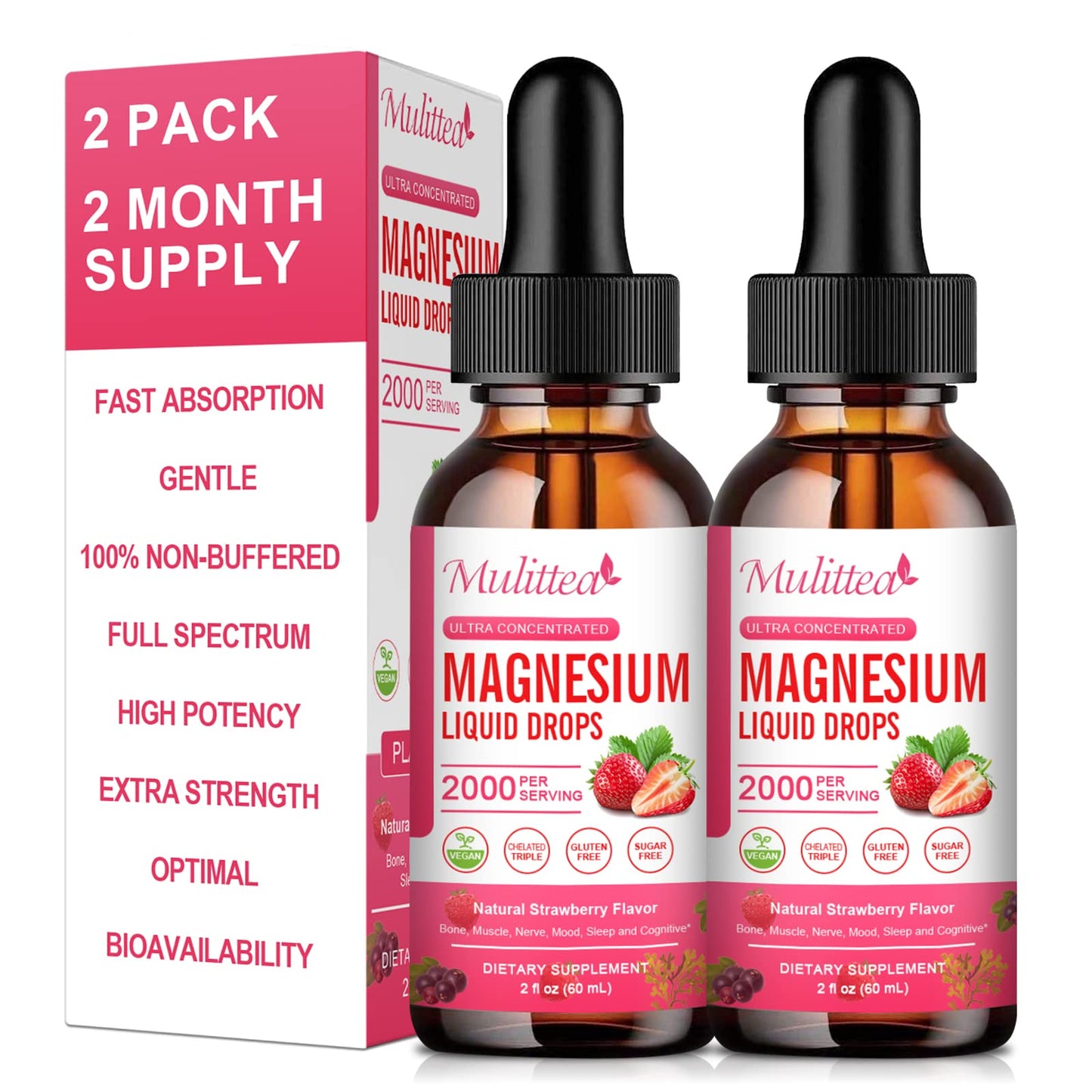 Magnesium Glycinate Liquid, High Potency Magnesium Glycinate, Citrate, Sugar Free Vegan Non-GMO Complex Supplement Promotes Nerv,Relaxation,Muscle,Sleep Support* MulitteaBuy Supplements Australia