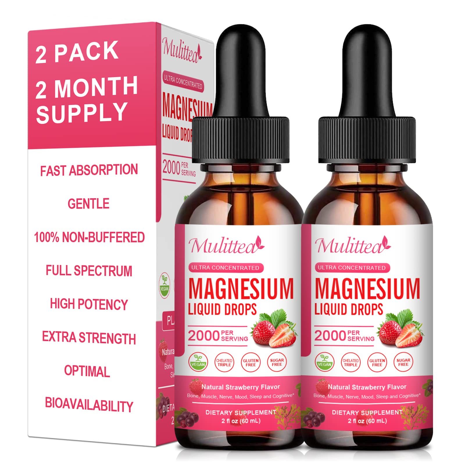 Magnesium Glycinate Liquid, High Potency Magnesium Glycinate, Citrate, Sugar Free Vegan Non-GMO Complex Supplement Promotes Nerv,Relaxation,Muscle,Sleep Support* MulitteaBuy Supplements Australia