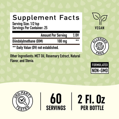 DIM Supplement Liquid Drops 100mg for Estrogen Balance for Women & Men | Hormone Balance SMNutritionBuy Supplements Australia