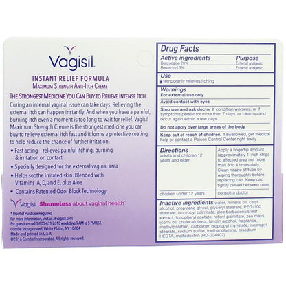 Vagisil Maximum Strength Anti-Itch Creme 1 oz (Pack of 9) VagisilBuy Supplements Australia