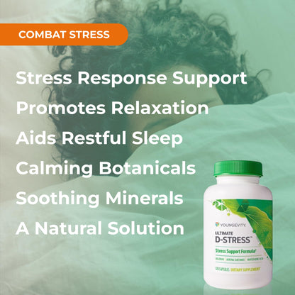 Youngevity Ultimate D-Stress™ – Natural Stress Relief Supplement with Magnesium, Valerian Root Extract, and B Vitamins – Supports Adrenal Health and Nervous System – 120 Capsules YoungevityBuy Supplements Australia