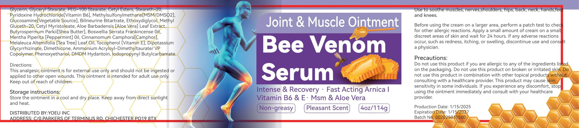 Cedonivor Bee Venom Joint Cream, Joint & Muscle Soothing, Bee Venom Cream for Back, Knee, Hands, Neck, Feet CedonivorBuy Supplements Australia