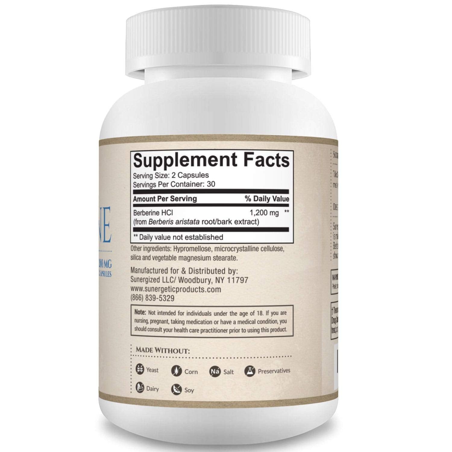 Premium Berberine Supplement - 1200mg of Berberine Per Serving - Berberine HCL SunergeticBuy Supplements Australia