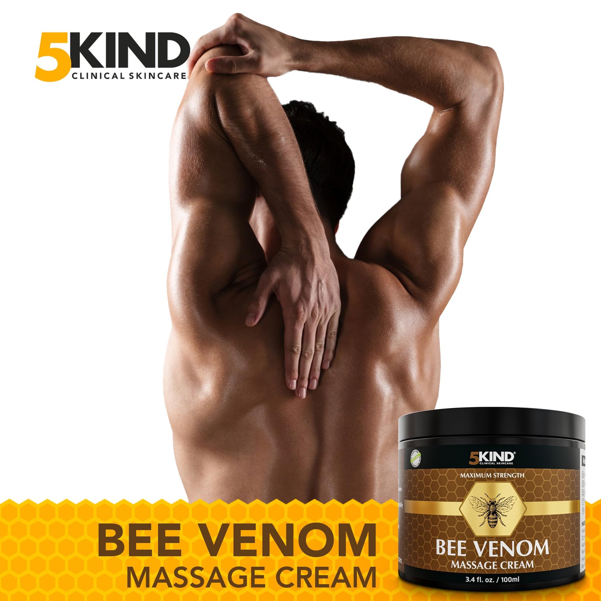 5kind Maximum Strength Bee Venom Cream - Naturally Massage Joints & Muscles, Lower Back, Knee, Neck, Shoulder, Hip & Feet - Responsibly Sourced Premium Bee Venom Cream 3.4 Fl Oz 5kind clinical skincareBuy Supplements Australia