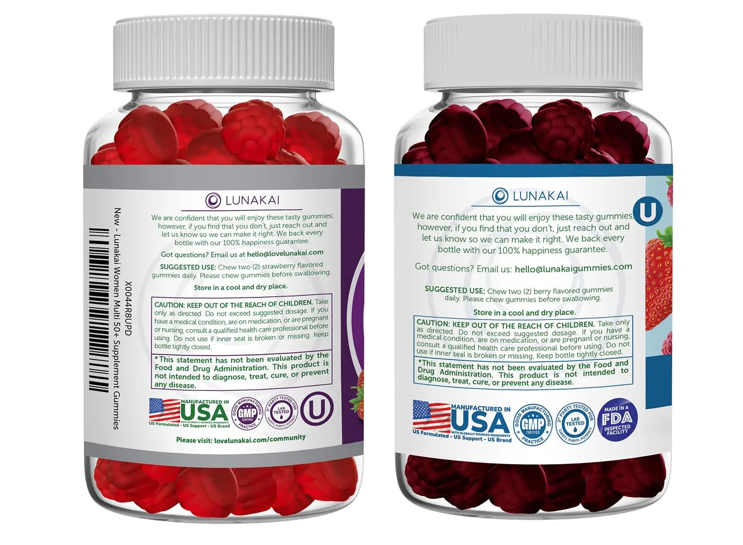 Lunakai USA Made Women 50+ Multivitamin & Probiotic Gummies Bundle – Immune & Digestive Support – 60 Non-GMO Gummies Each LunakaiBuy Supplements Australia