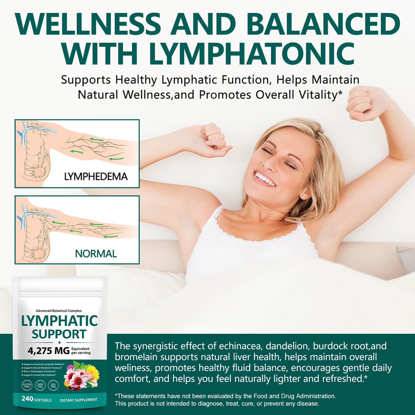 chenyayun Lymphatic Drainage Supplements, 240 Softfels, 21-in-1 Natural Herbal Blends with Echinacea, Dandelion, Burdock Root for Lymph System, Immune Support, Cleanse, Less Swelling/Bloating chenyayunBuy Supplements Australia