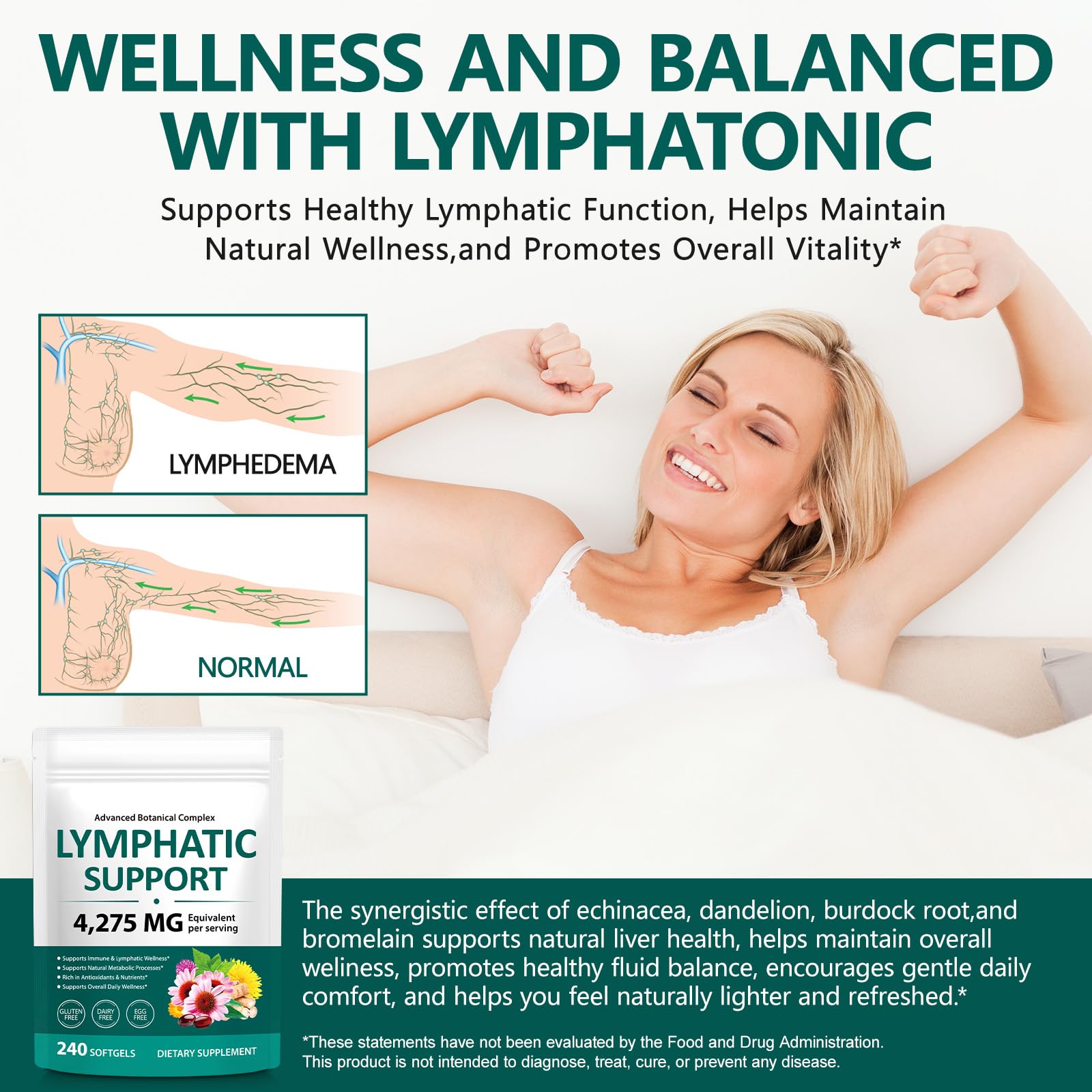 chenyayun Lymphatic Drainage Supplements, 240 Softfels, 21-in-1 Natural Herbal Blends with Echinacea, Dandelion, Burdock Root for Lymph System, Immune Support, Cleanse, Less Swelling/Bloating chenyayunBuy Supplements Australia