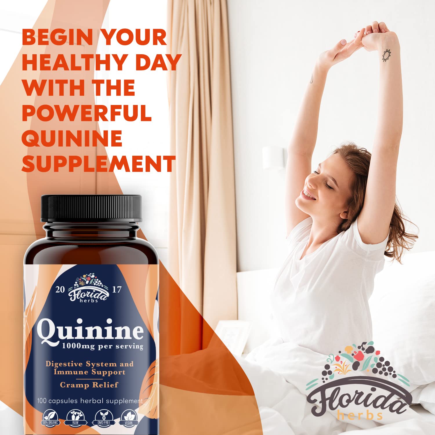 Leg Cramps Support Organic Pills - 1000 mg - Quinine Tablets for Cramp Defense FLORIDA HERBSBuy Supplements Australia