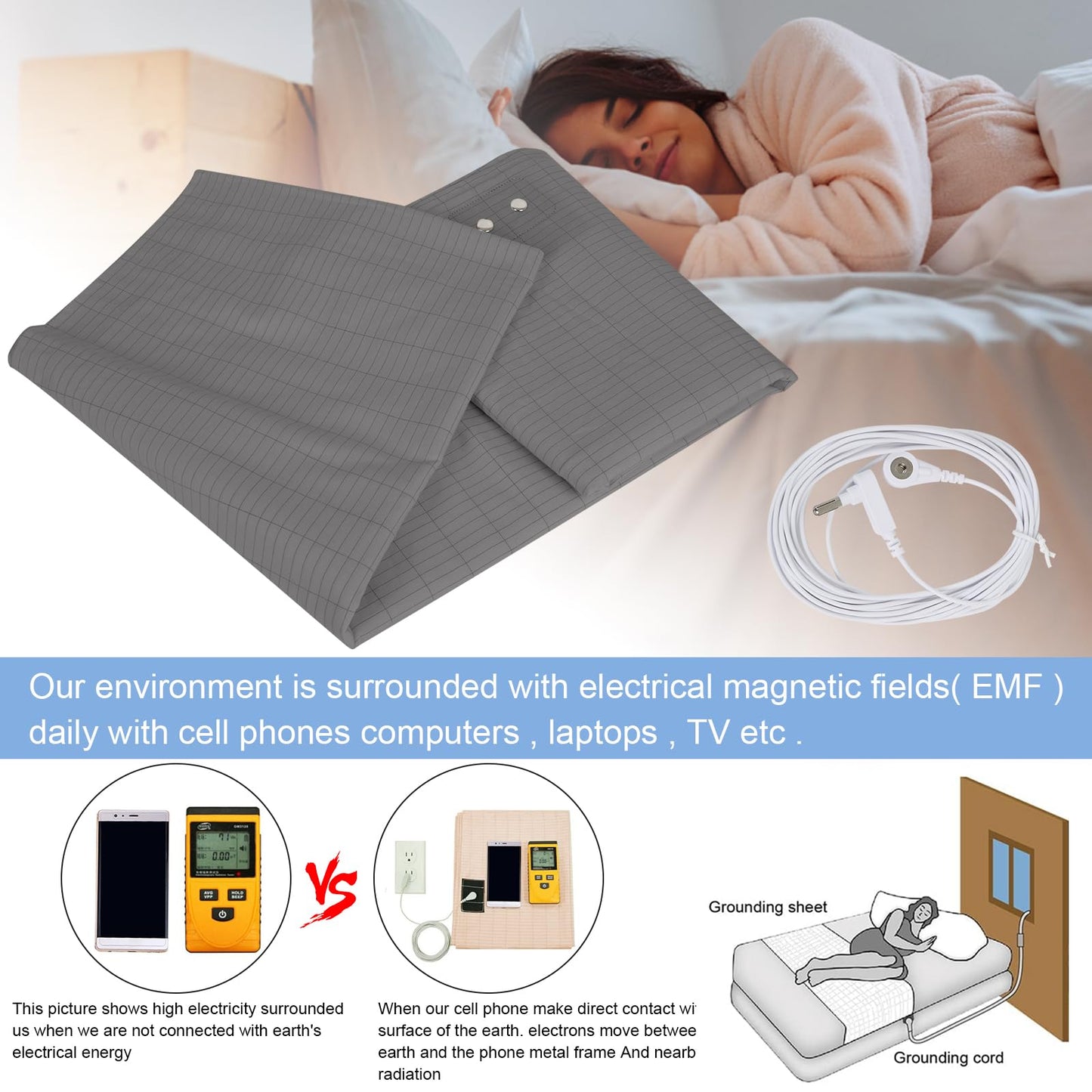 Grounding Mat for Bed, Grounding Sheets Blanket with Grounding Cord, Earthing Mat Grounding Pad ReaengBuy Supplements Australia
