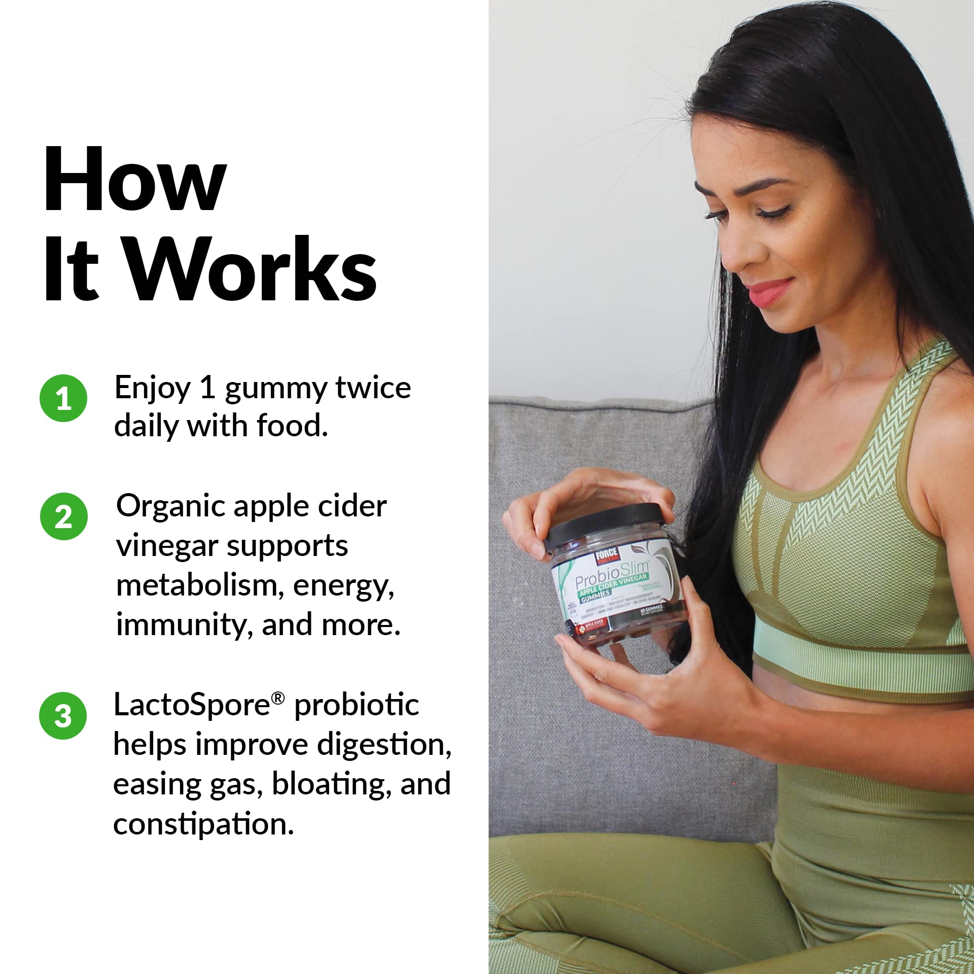 Force Factor ProbioSlim Apple Cider Vinegar Gummies with Organic LactoSpore Probiotics Force FactorBuy Supplements Australia