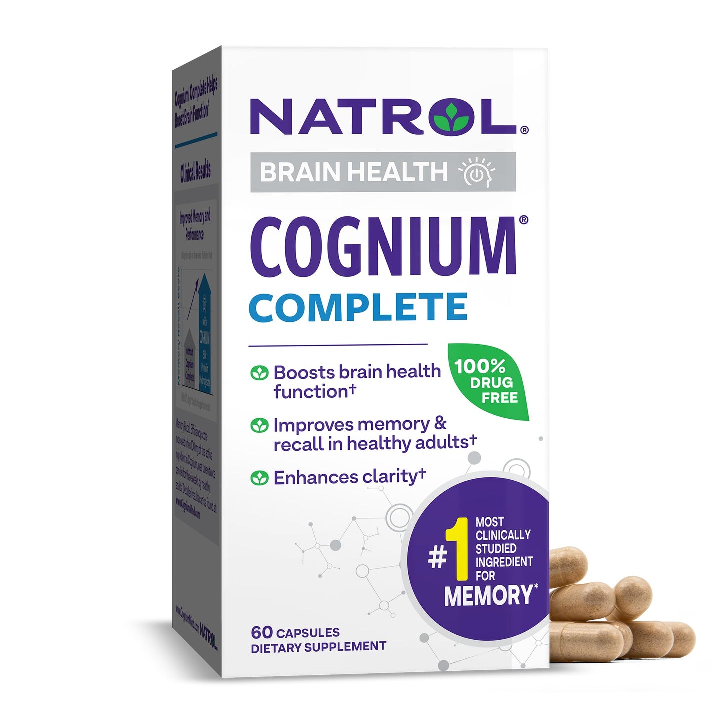 Natrol Cognium Complete, Dietary Supplement for Brain Health, Brain Health Supplements for Adults, 60 Capsules, 30 Day Supply NatrolBuy Supplements Australia