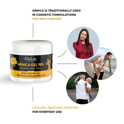 Dulac Arnica Body Massage Gel – Water-Based Cosmetic Massage Gel with Arnica Montana, Fast-Absorbing Lightweight Texture, Non-Greasy Feel, Dermatologically Tested, 16.9 fl oz DULÀC FARMACEUTICI 1982Buy Supplements Australia
