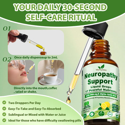 Neuropathy Supplements Liquid Drops, Advance 17-in-1 Stabilized R-Alpha Lipoic Acid (R-ALA) w. Acetyl L-Carnitine Vitamin B-Complex Magnesium, High Potency R-Lipoic Acid for Nerve Antioxidant Energy Vita PLynxeraBuy Supplements Australia