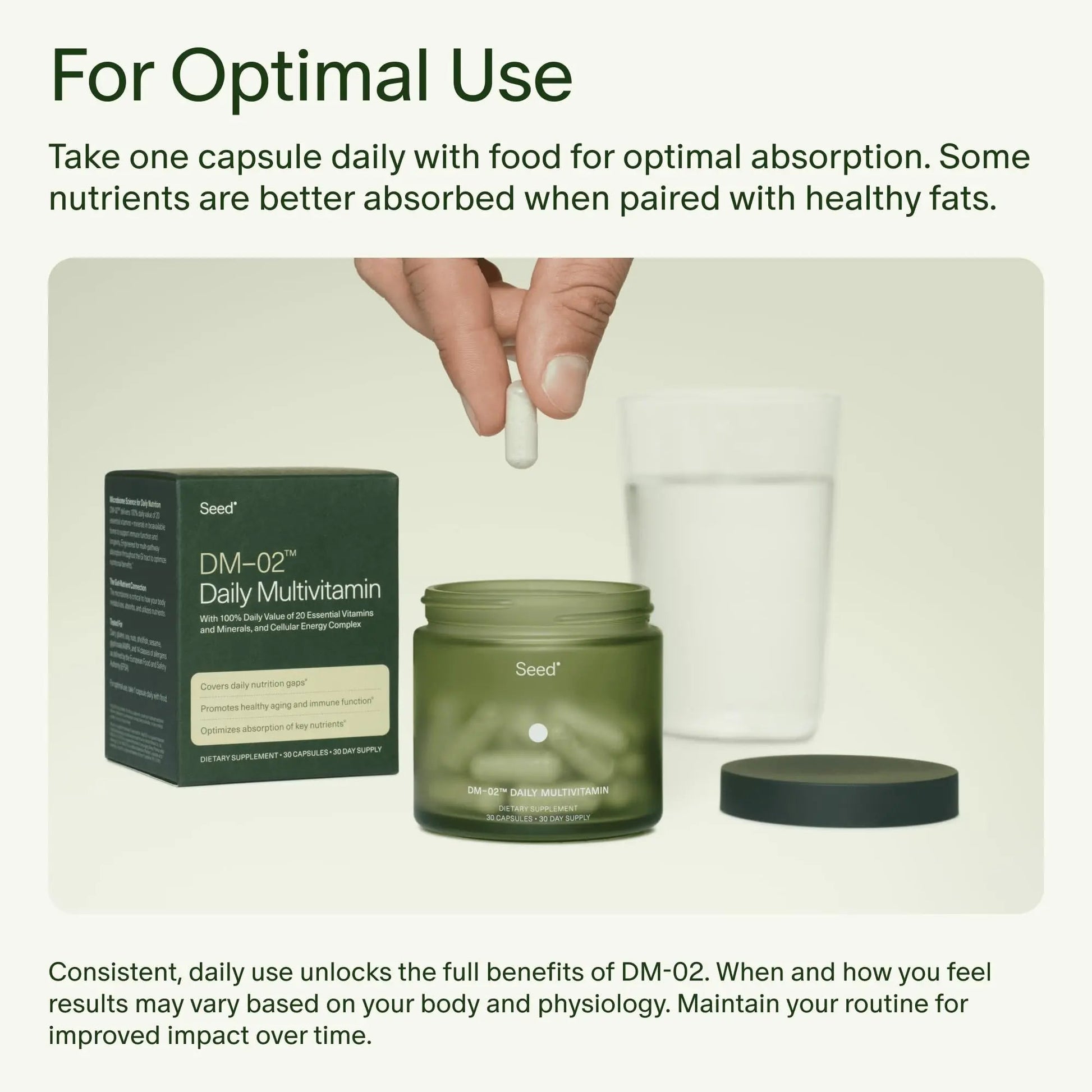 Seed DM-02 Daily Multivitamin - 100% DV Essential Vitamins and Minerals for Women & Men - Helps Fill Daily Nutrient Gaps SeedBuy Supplements Australia