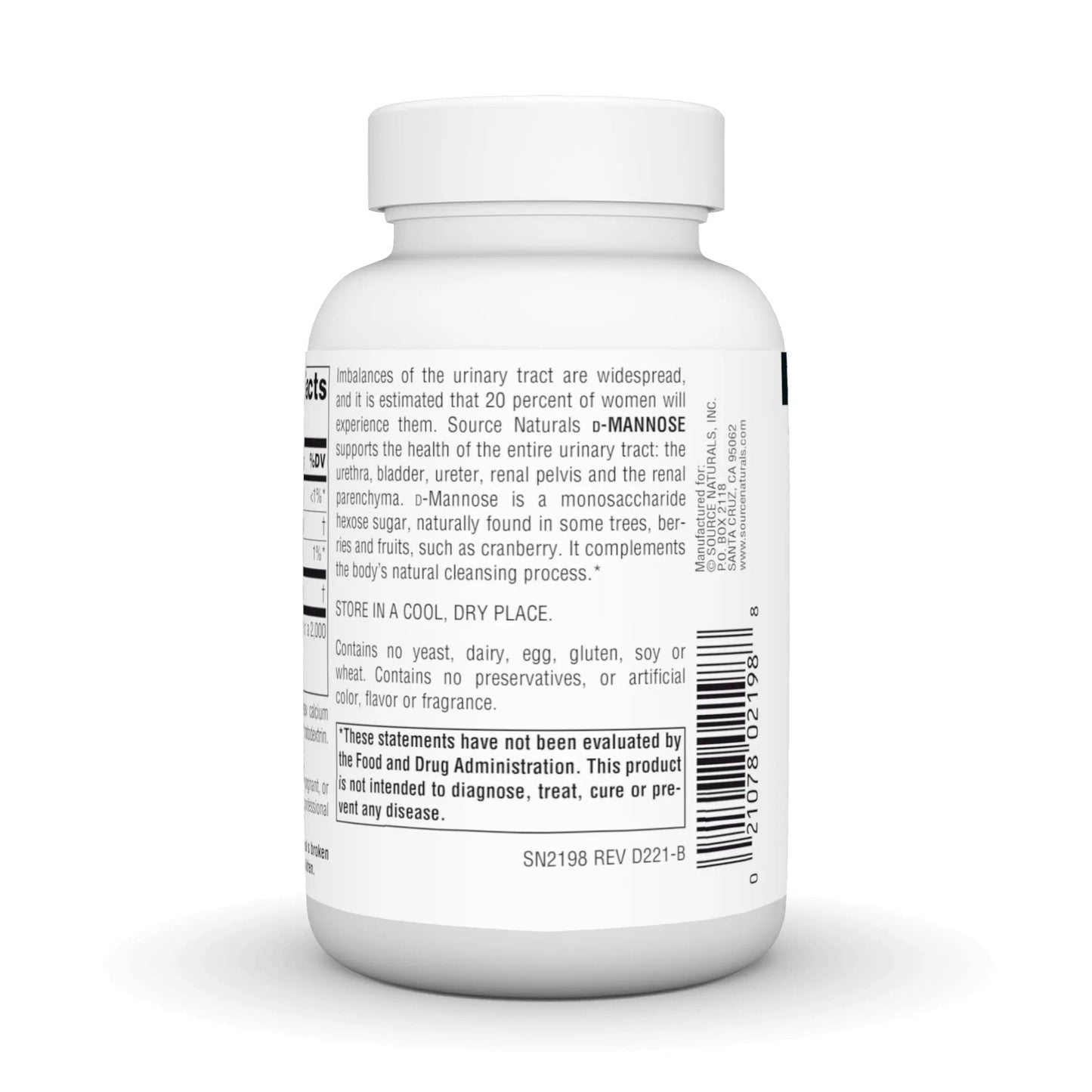 Source Naturals D-Mannose, Potent Urinary Tract & Bladder Health Support*, 500mg - 60 Capsules Source NaturalsBuy Supplements Australia