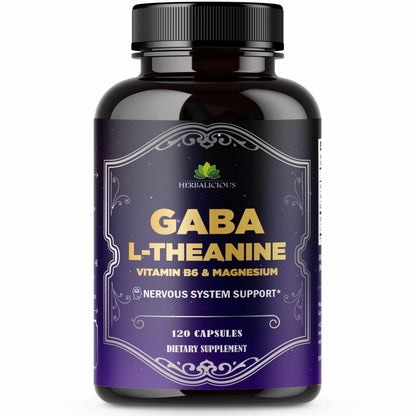 HERBALICIOUS GABA L-Theanine with Magnesium – Calm & Focus Support, Stress Relief, Relaxation + Mood Balance, Brain & Memory Support Supplement – Vitamin B6 + B12 Complex – 120 Capsules HERBALICIOUSBuy Supplements Australia