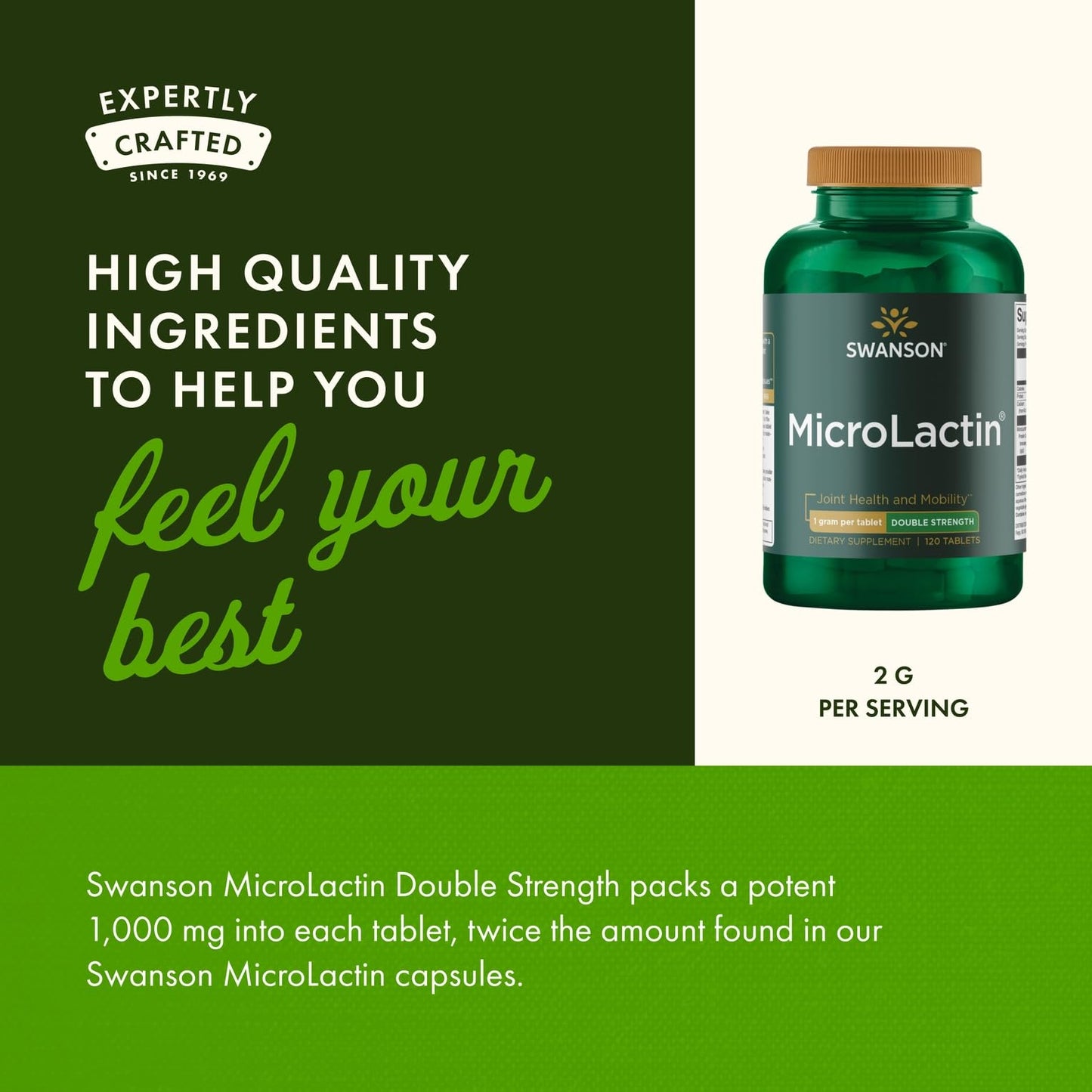 Swanson Microlactin Double Strength 1000 Milligrams 120 Tabs (3 Pack) SwansonBuy Supplements Australia