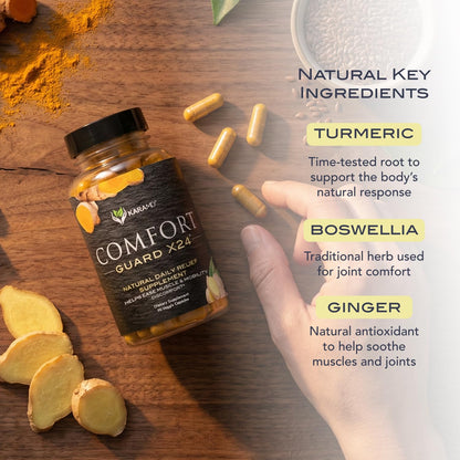 KaraMD Comfort Guard X24 | Joint & Movement Support Supplement | Turmeric Curcumin, Boswellia & Ginger | Ease Muscle Discomfort & Joint Stiffness | Non-GMO, Gluten Free & Vegan Friendly (30 Servings) KaraMDBuy Supplements Australia