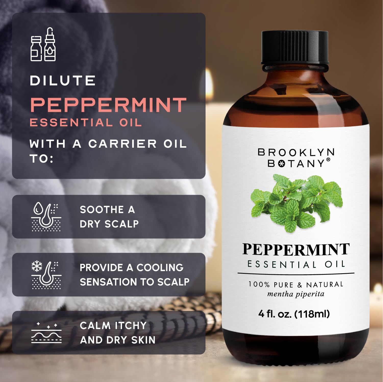 Brooklyn Botany Peppermint Essential Oil - Huge 4 Fl Oz - 100% Pure and Natural - Premium Grade Brooklyn BotanyBuy Supplements Australia