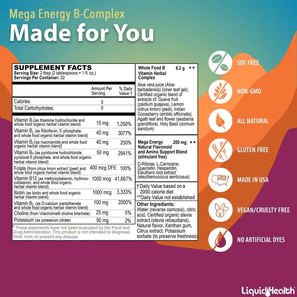 LIQUIDHEALTH Complete Multiple & Mega Energy B-Complex Daily Liquid Vitamins Bundle for Adults - Immune System Support, Increase Energy, Gut & Heart Health LIQUIDHEALTHBuy Supplements Australia