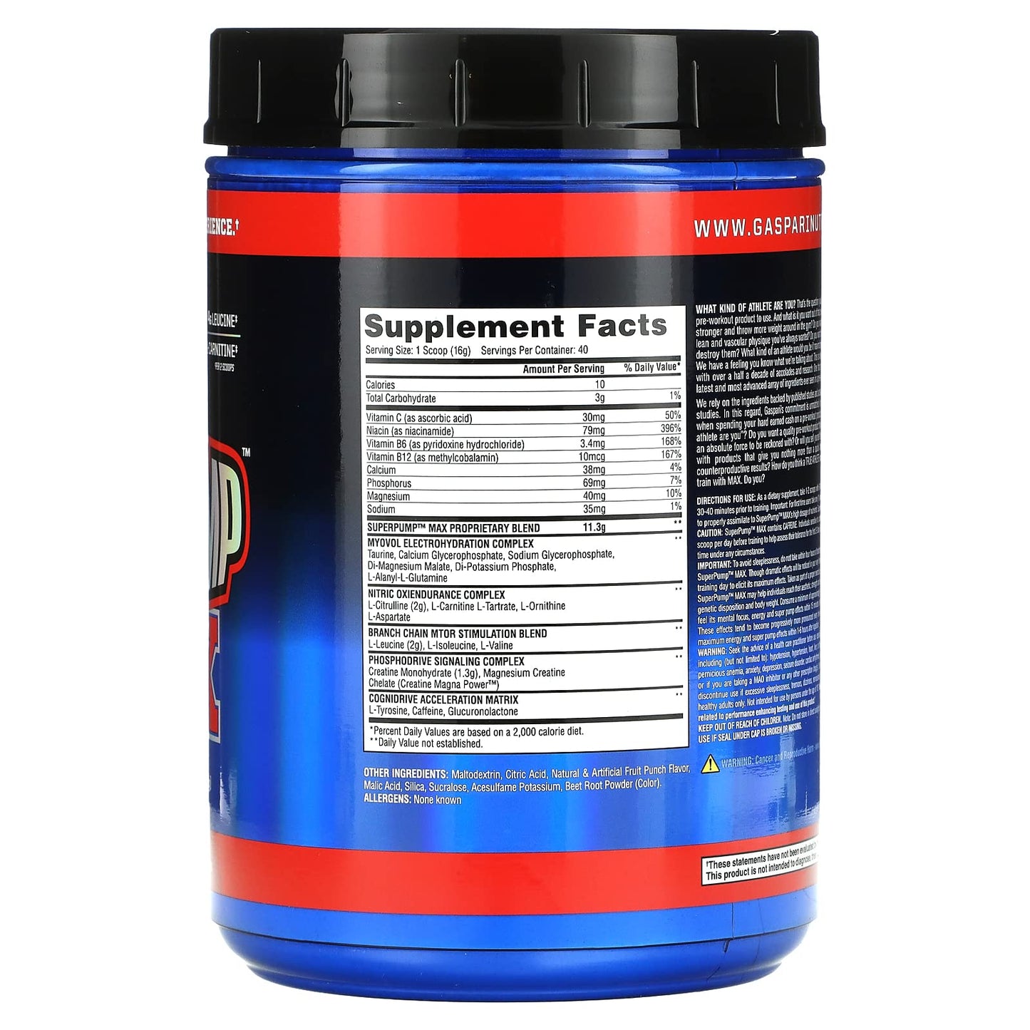 Gaspari Nutrition - SuperPump MAX - The Ultimate Pre Workout Powder, Sustained Energy Gaspari NutritionBuy Supplements Australia