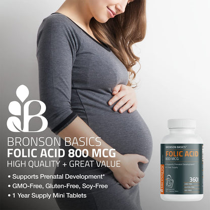 Bronson Folic Acid 800 MCG Supports Prenatal Development, 1 Year Supply, Non-GMO BronsonBuy Supplements Australia