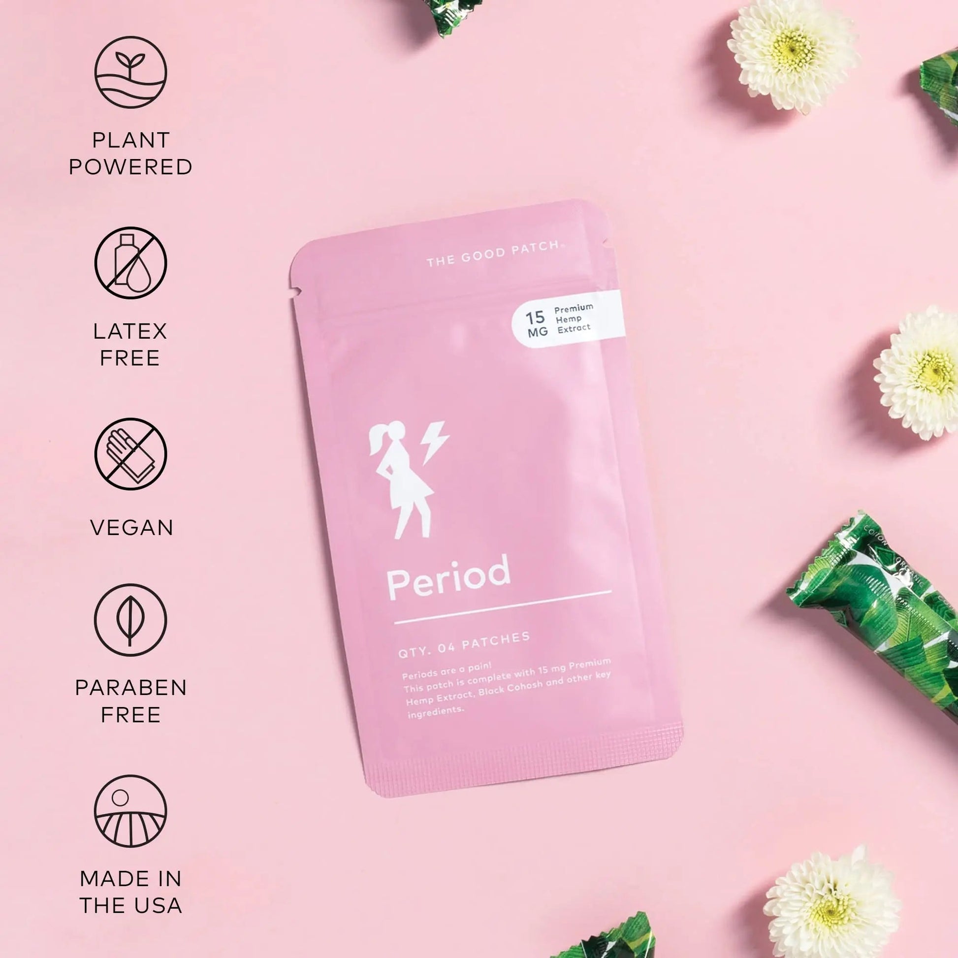 The Good Patch Period Patch with Hemp for Cramps, Sustained Release for up to 12 Hours, Natural Patch with Hemp, Black Cohosh, Plant Powered Wearable Wellness (16 Total Patches) The Good PatchBuy Supplements Australia