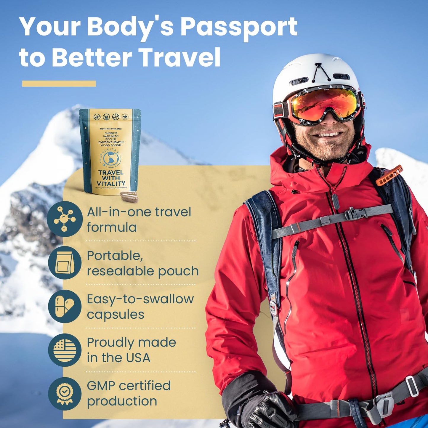 Natural Travel Pills - Traveling Supplement for Jet Lag Relief, Digestion, Immunity, Energy, Sleep, Circulation - Vacation and Long Flight Essentials for Men and Women - 30 Day Supply TravelVitaBuy Supplements Australia