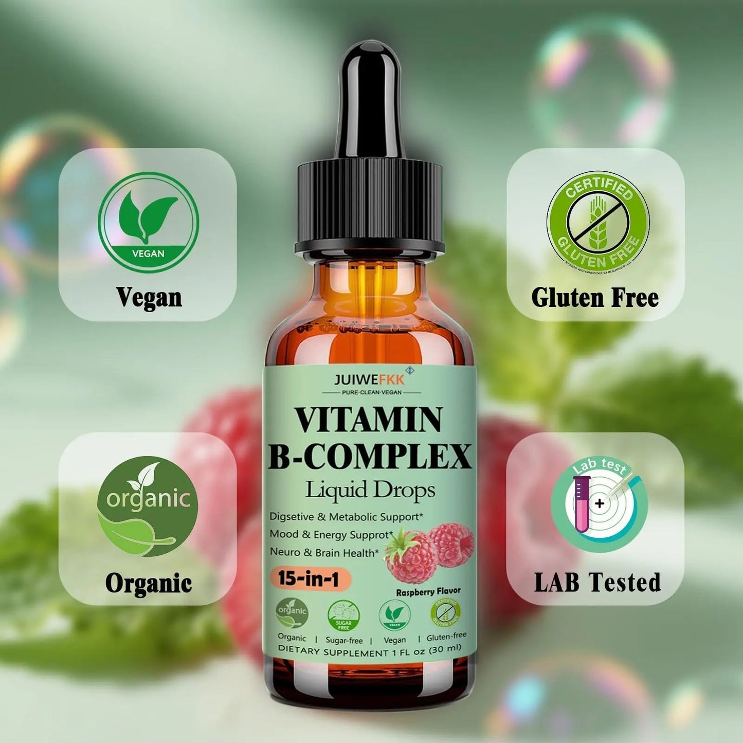 Vitamin B Complex Liquid Drops for Women Men & Kids, 15-in-1 VIT B Complex with Vitamin C B12 B6 B1 Niacin Folate Magnesium JUIWEFKKBuy Supplements Australia