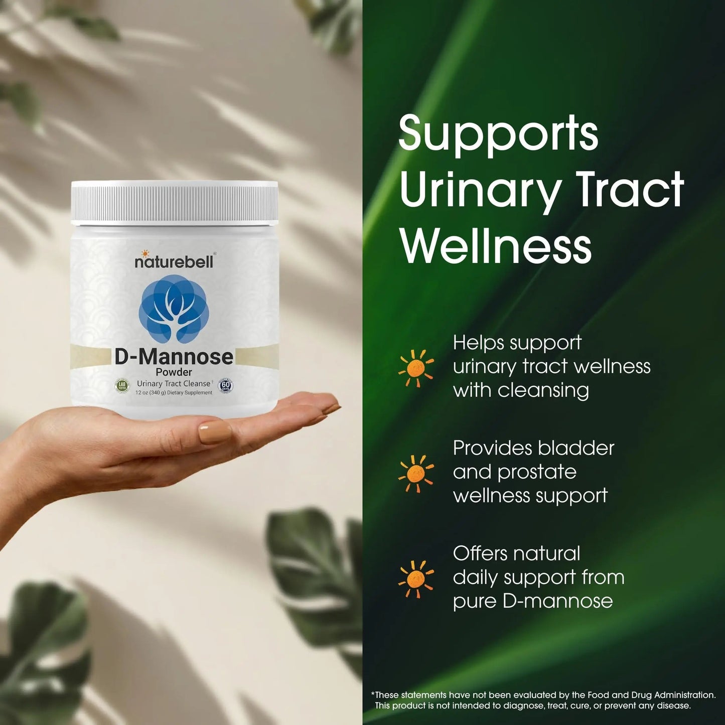 NatureBell D-Mannose Powder - 12oz - High Potency 2g Per Scoop - Fast Acting Support for Healthy Urinary Function & Bladder Wellness* - Pure, Filler-Free Non-GMO Powder NatureBellBuy Supplements Australia