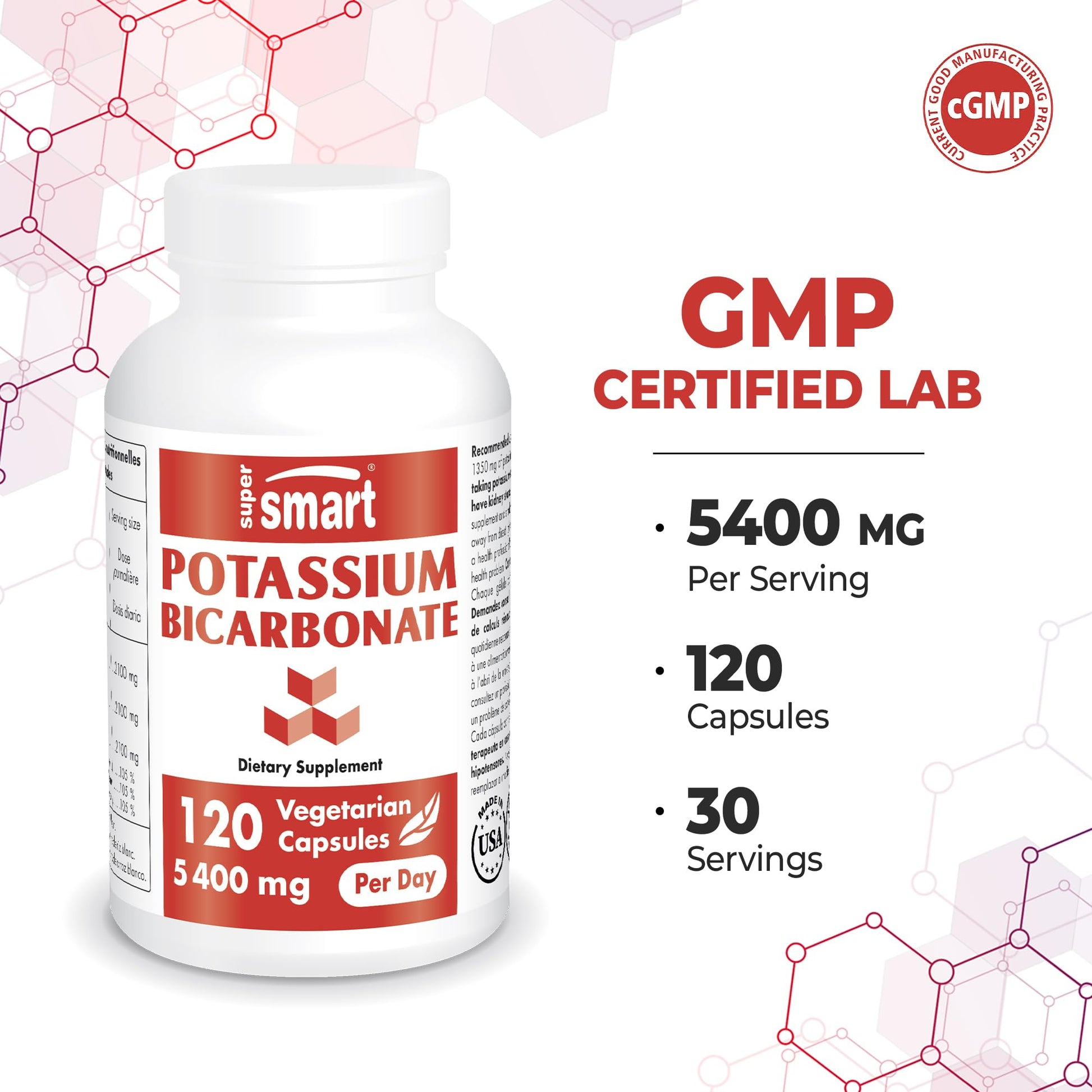 Supersmart - Potassium Bicarbonate 5400mg per Day (High Dose) - Electrolyte Mineral SupersmartBuy Supplements Australia