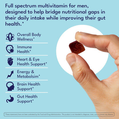 Sakoon nutrition Men's Multivitamin Gummies with Probiotics and Prebiotics, Adult Multivitamin A, C, D, E, B & More Sakoon nutrition