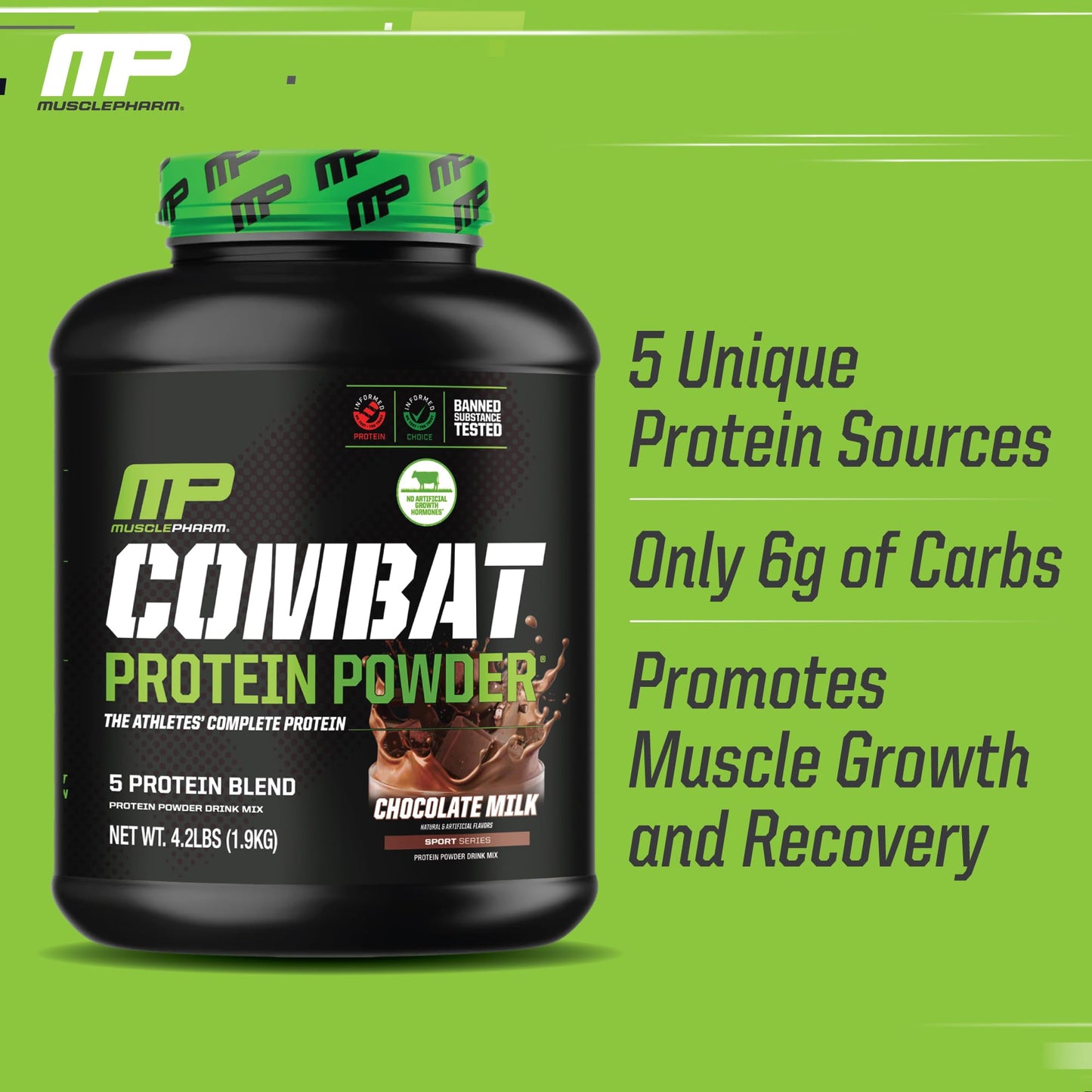 MusclePharm Combat Protein Powder, Chocolate Milk - 4 lb - Gluten Free - 52 Servings Muscle PharmBuy Supplements Australia