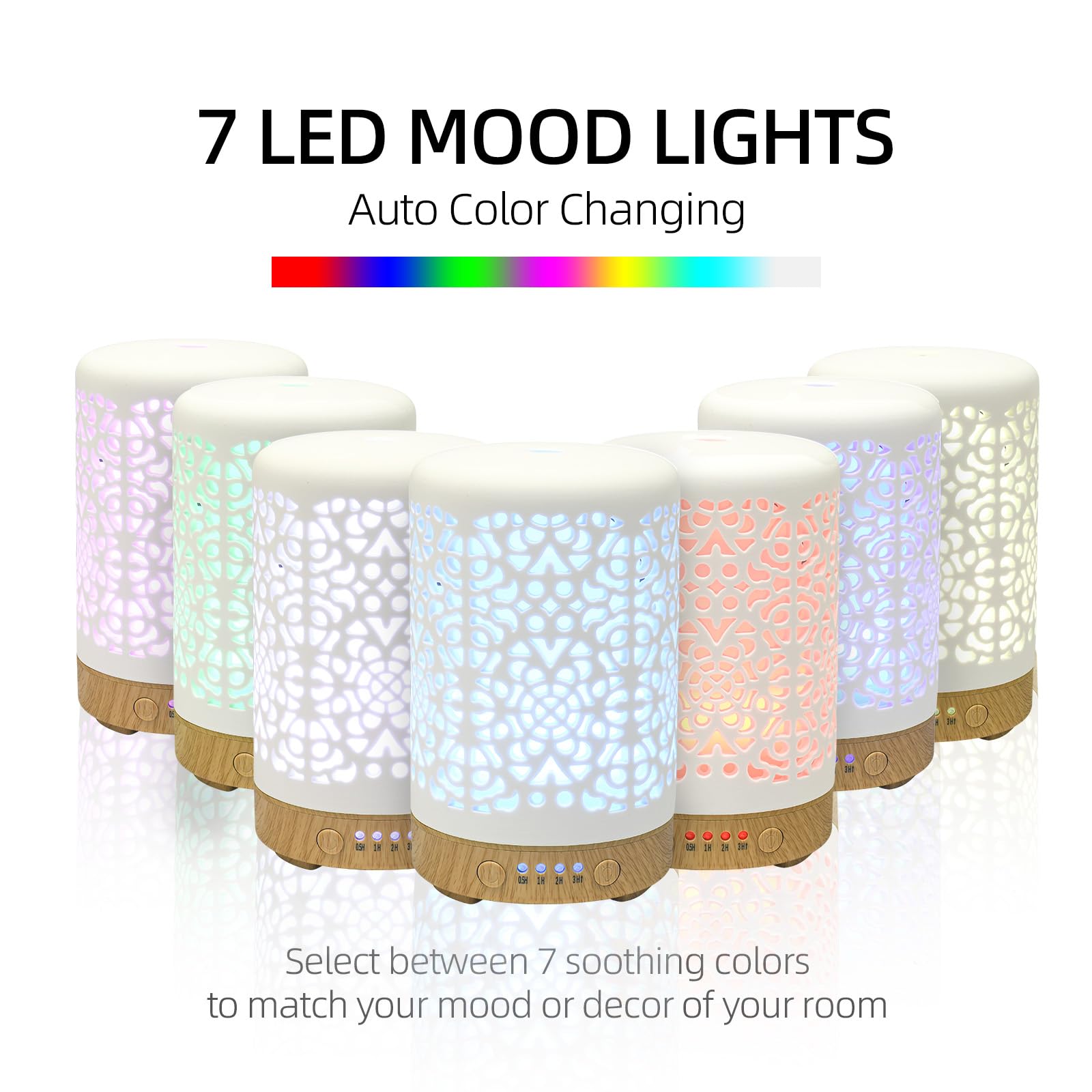 Essential Oil Diffusers, 100ml White Ceramic Diffuser with 7 LED Lights,Ultrasonic Aromatherapy homnasBuy Supplements Australia