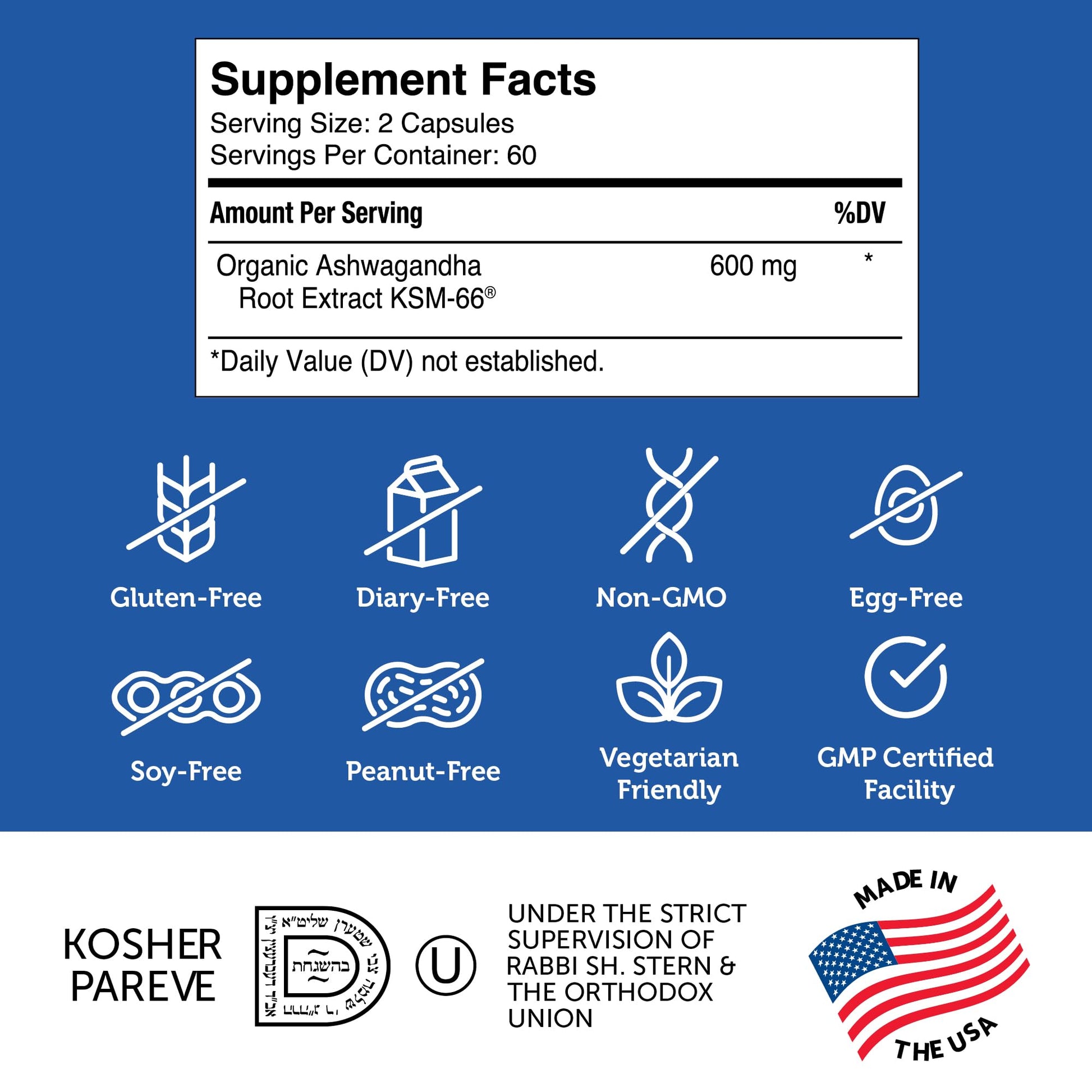 Zahler Ashwagandha Capsules, KSM-66 Aswhagandha 600mg Supplement, Relaxation and Stress Support, Kosher, 60 Capsules ZahlerBuy Supplements Australia