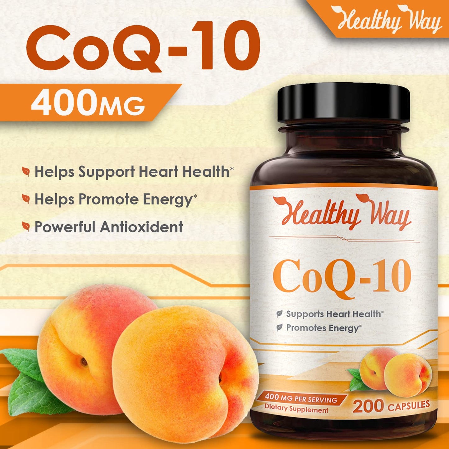 Healthy Way CoQ10 400mg 200 Capsules Non-GMO HealthyWayRxBuy Supplements Australia