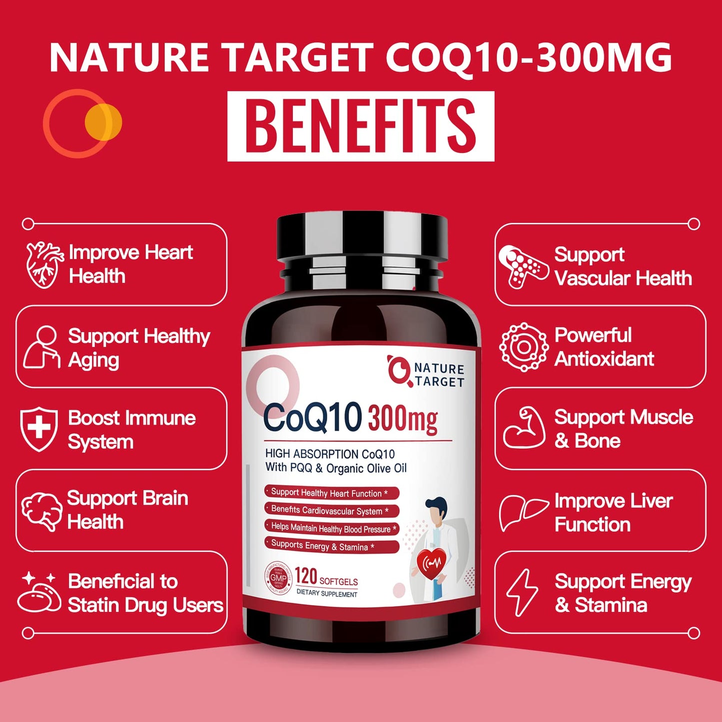 NATURE TARGET CoQ10-300mg-Softgels + PQQ with Organic-Olive-Oil - High Absorption NATURE TARGETBuy Supplements Australia