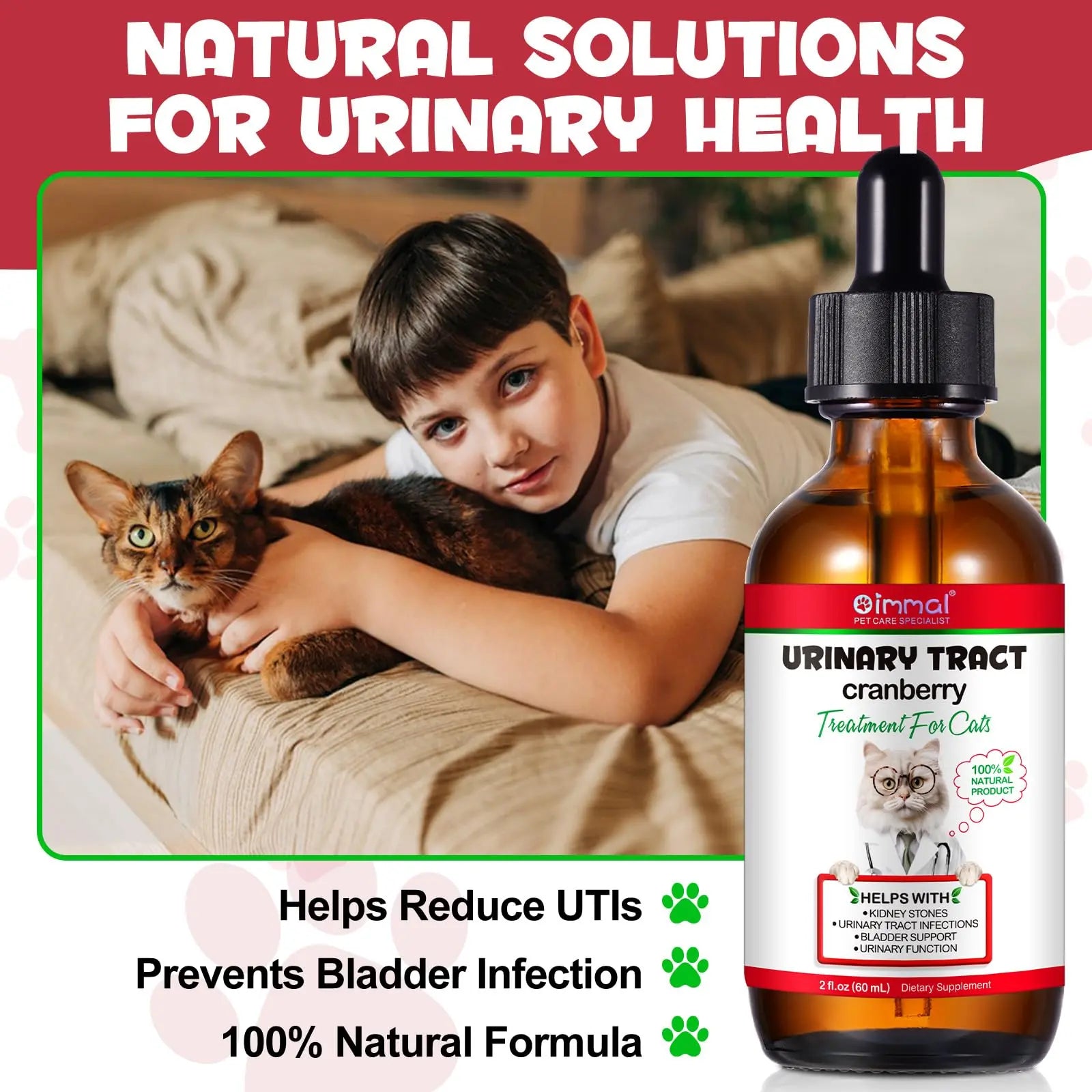 Cat Urinary Tract Infection Treatment, Cat UTI Treatment Drops Supports Bladder, Kidney Stone, Cranberry Kidney Bladder Support Supplement, Chicken Flavor, 60ml BTQAFVZTBuy Supplements Australia