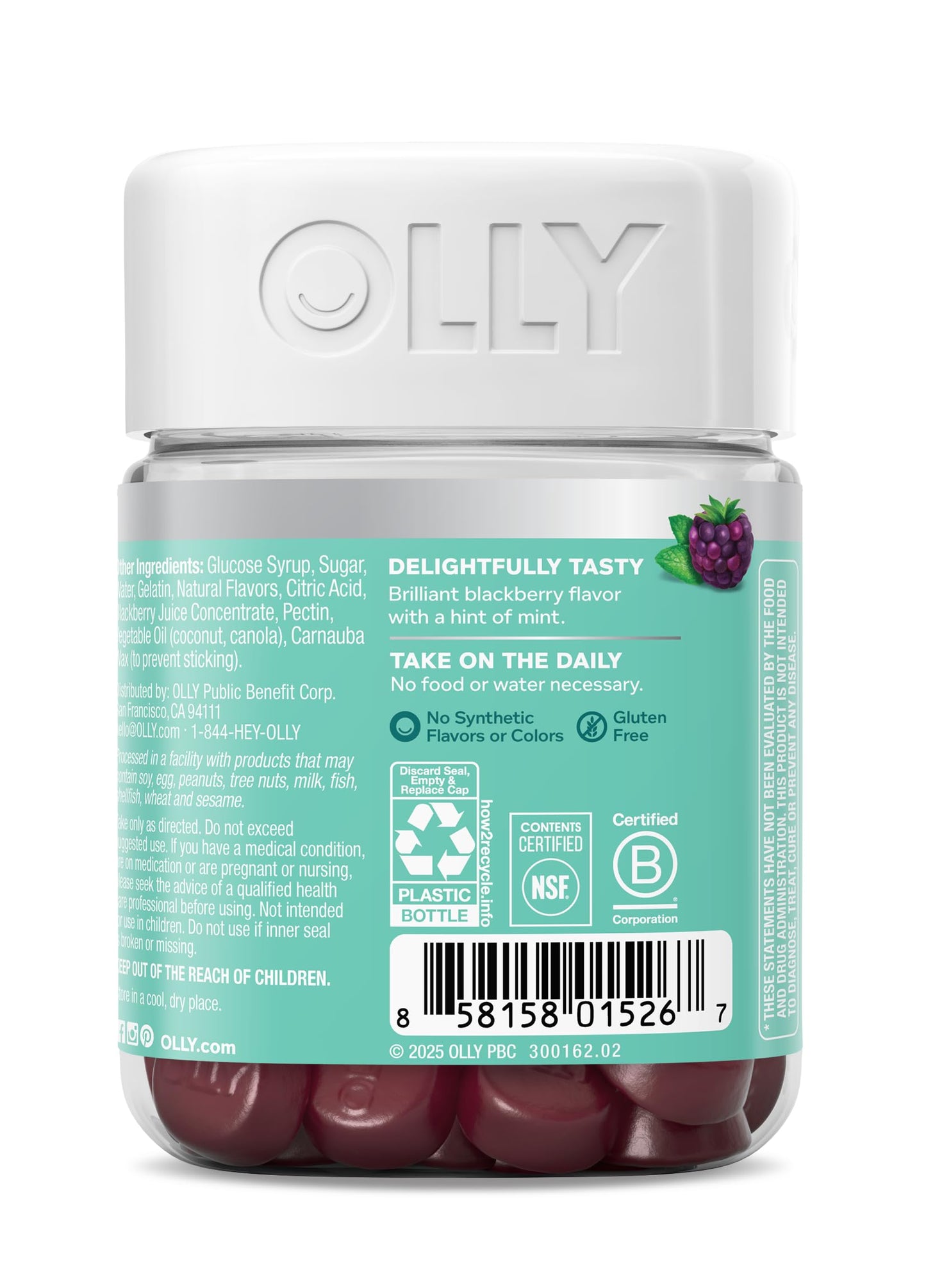 OLLY Flawless Complexion Gummy, Clear and Healthy Skin Support, Vitamins E, A, Zinc, Chewable Supplement, Berry - 50 Count (Pack of 1)