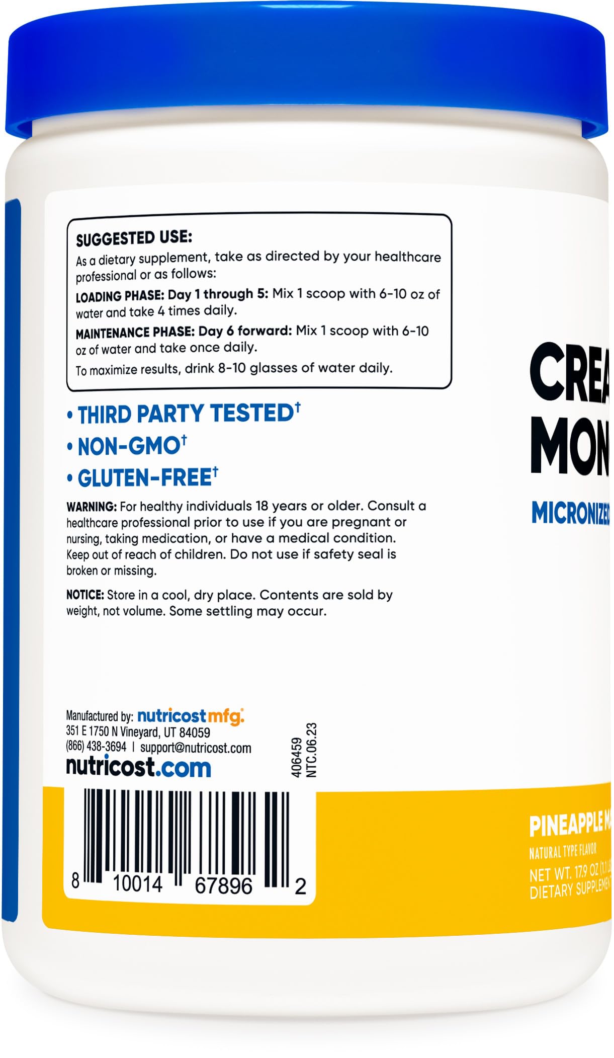 Nutricost Creatine Monohydrate Powder (Pineapple Mango, 500 Gram) - Micronized NutricostBuy Supplements Australia