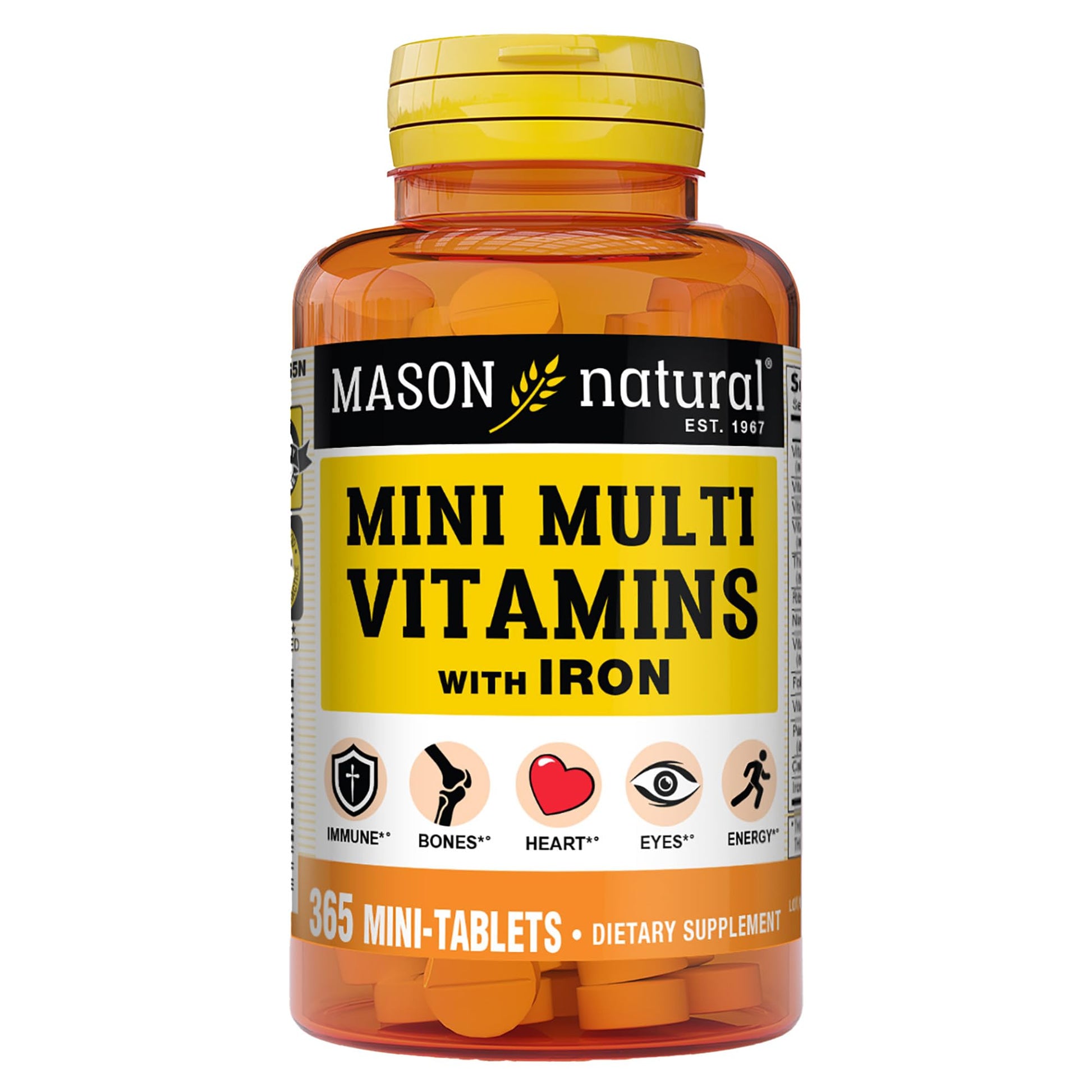MASON NATURAL Mini Multi Vitamins with Iron, Vitamins A, C, D, E, B1, B2, B3, B6, B12, Folate and Calcium for Overall Health MASON NATURALBuy Supplements Australia