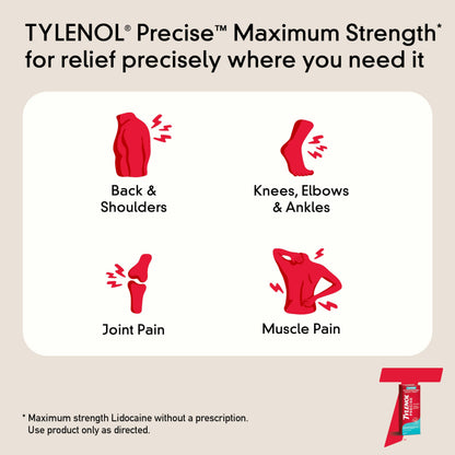 Tylenol Precise Cooling Cream, Strong Pain Relief with Fast-Acting Sensation, 4% Lidocaine, 1% Menthol, Maximum OTC Strength Relief for Back, Muscle & Joint, Numbing Cream Rollerball Applicator, 4 oz TylenolBuy Supplements Australia