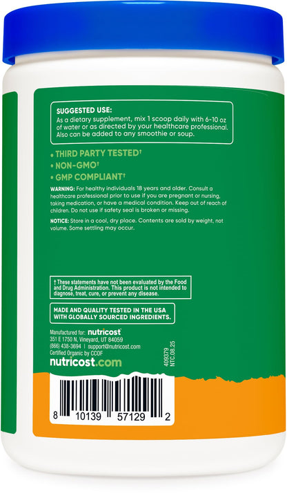 Nutricost Organic Super Greens Powder (30 Servings) Orange Sunrise Flavor - Superfood Supplement Drink Mix NutricostBuy Supplements Australia