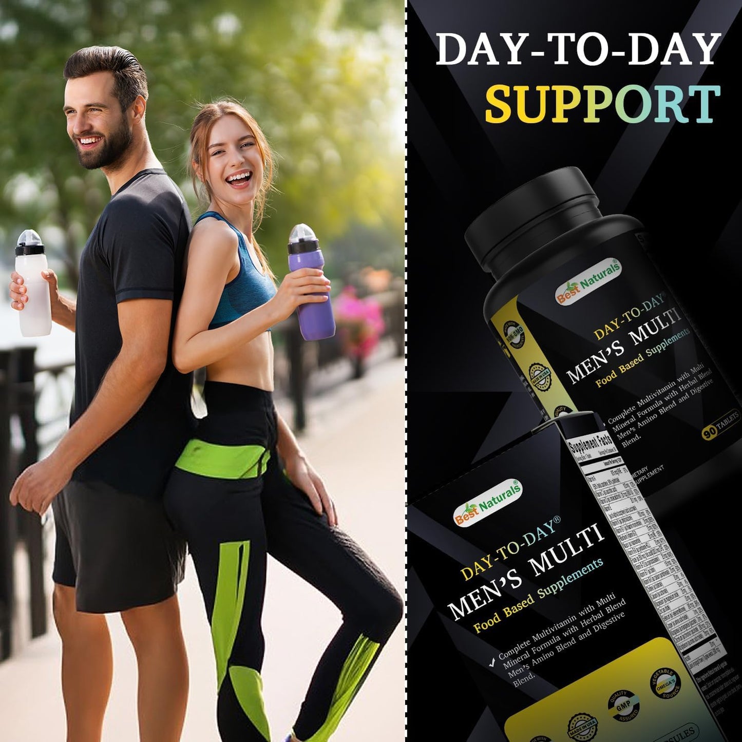 Best Naturals Day-to-Day Men's Multivitamin Food Based Supplement with Vitamin A, L-Arginine, L-Glutamine, L-Lysine- 90 Tablets Best NaturalsBuy Supplements Australia