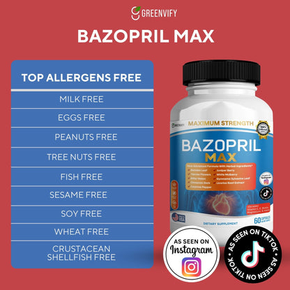 GREENVIFY Bazopril Max Maximum Strength Dietary Supplement, 60 Capsules, with Herbal Blend, Vitamins & Minerals (1) GREENVIFYBuy Supplements Australia