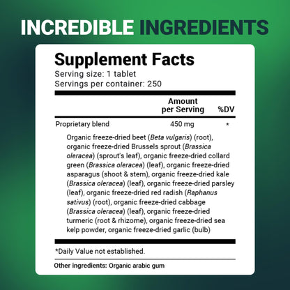 Dr. Berg's Greens Superfood Cruciferous Vegetable Tablets - Vegetable Supplements for Adults w/ 11 Phytonutrient Super Greens Tablets - Energy, Immune System & Liver Veggie Tablets - 250 Tablets Dr. Berg NutritionalsBuy Supplements Australia