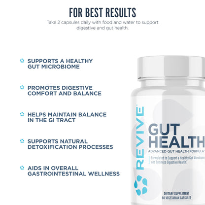 Revive MD Gut Health Supplements for Men & Women - Daily Gut Repair & Digestive Health Support Formula with Thyme, Oregano & Milk Thistle